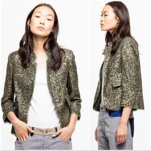 Cropped Sequin Forest Green Jacket 🪩